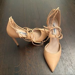 Steve Madden Raela Leather Pointed Lace-Up Heels